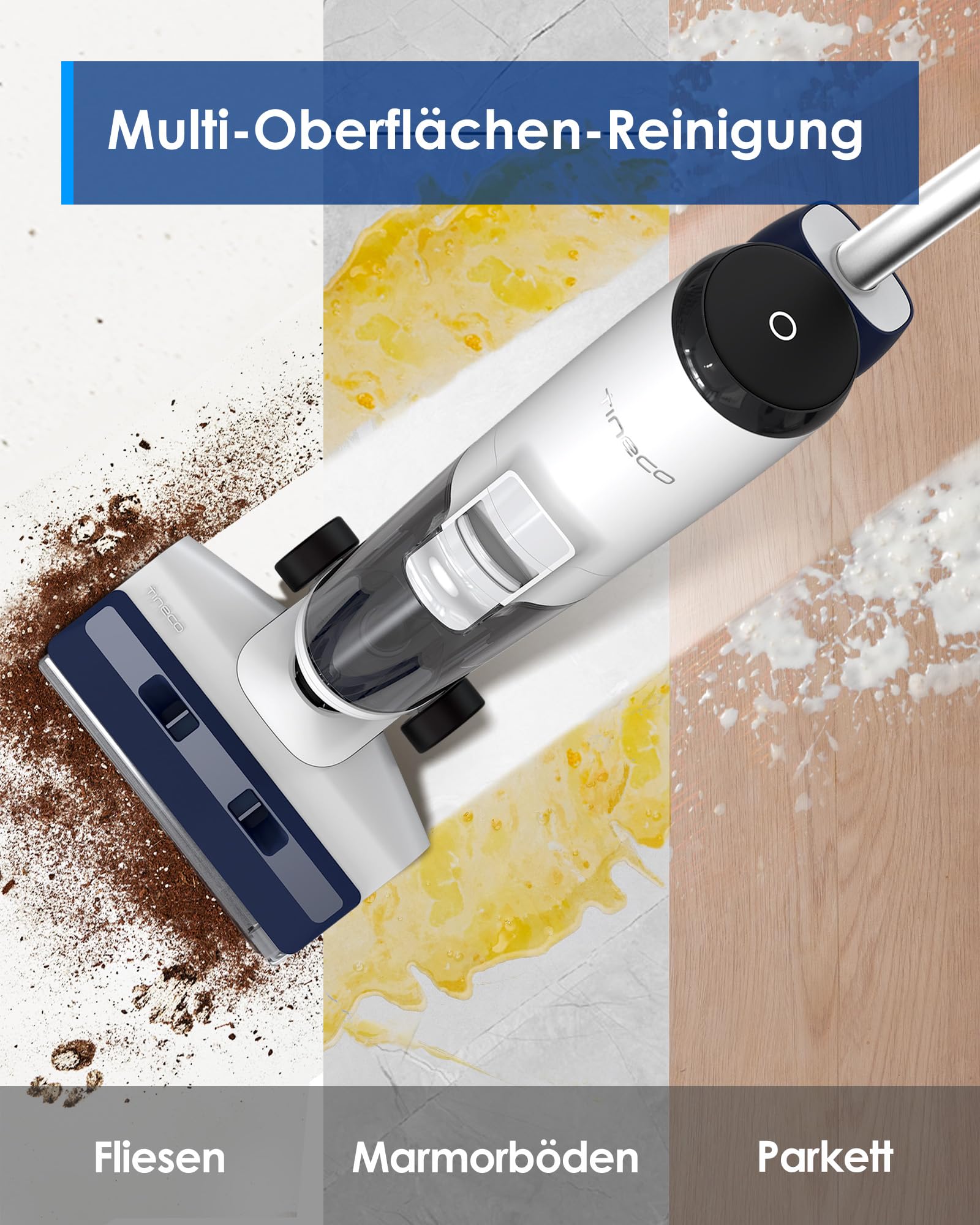 Tineco iFLOOR 5 Breeze Complete Nass Trockensauger, EIN-Schritt-Reinigung für Hartböden, Kantenreinigung <0.5cm, Dreifache Batterielebensdauer, Selbstreinigung, Leichtes Kabelloses Saugwischer, Blau