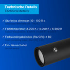 REV Pendelleuchte Akku - 130lm dimmbar 3 Farben, Timer 1-4H, höhenverstellbar durch ziehen (37-163cm) Hängeleuchte mit Fernbedienung, ideal als Hängelampe ohne Strom, schwarz