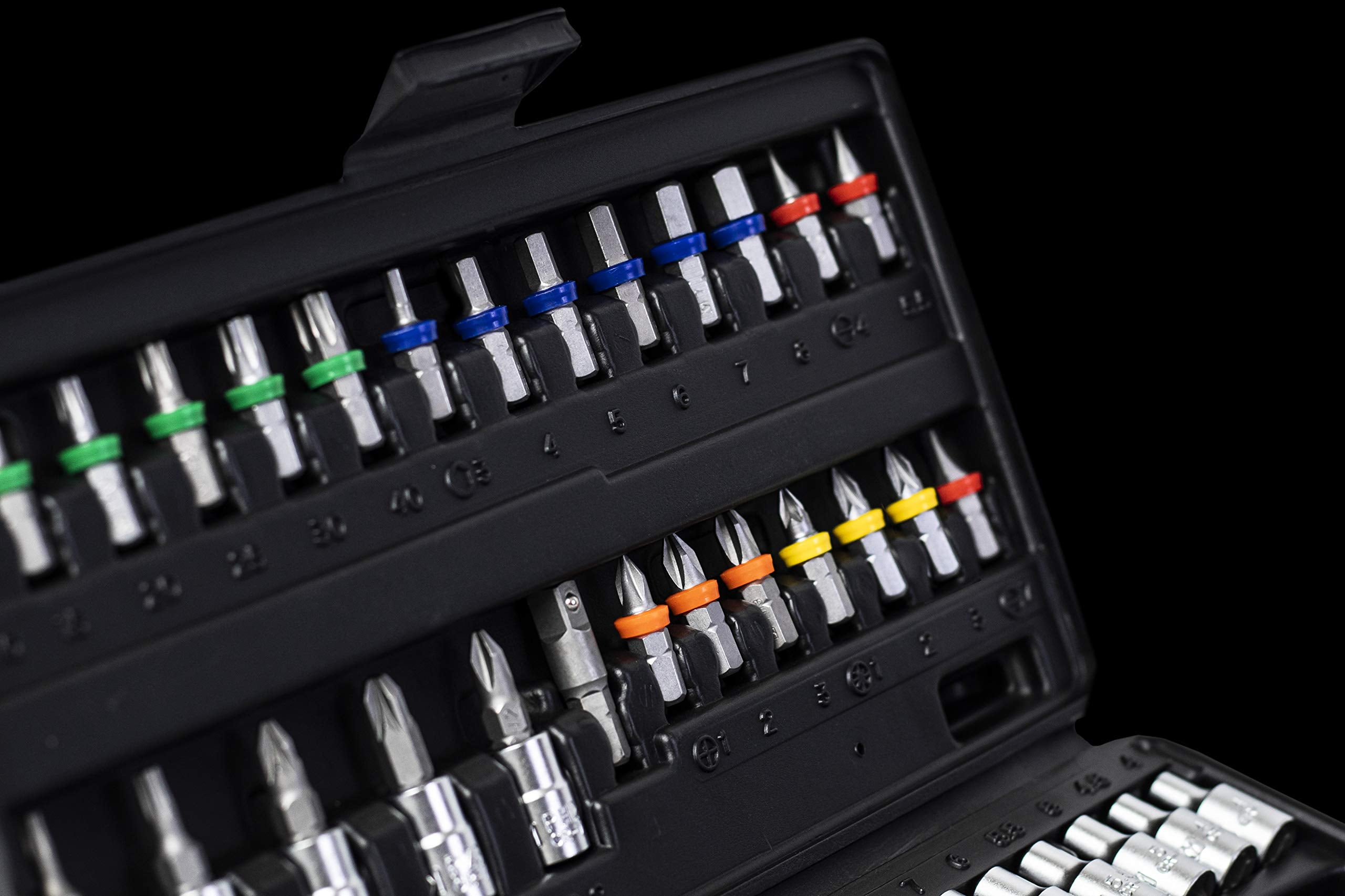 Connex Bit- und Steckschlüssel-Satz 52-teilig - Stabiler Kunststoffkoffer - 1/4 Zoll - Umschaltknarre mit Schnelllösefunktion - Für Montage- & Schraubarbeiten / Stecknuss-Set / Bit-Set / COXB365010