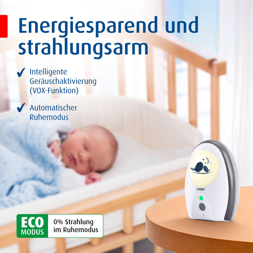reer Rigi Digital Babyphone | 300 m Reichweite | Mit Nachtlicht und Gegensprechfunktion | VOX-Funktion | FHSS-Technologie | Akku- oder Netzbetrieb | Qualität vom Erfinder