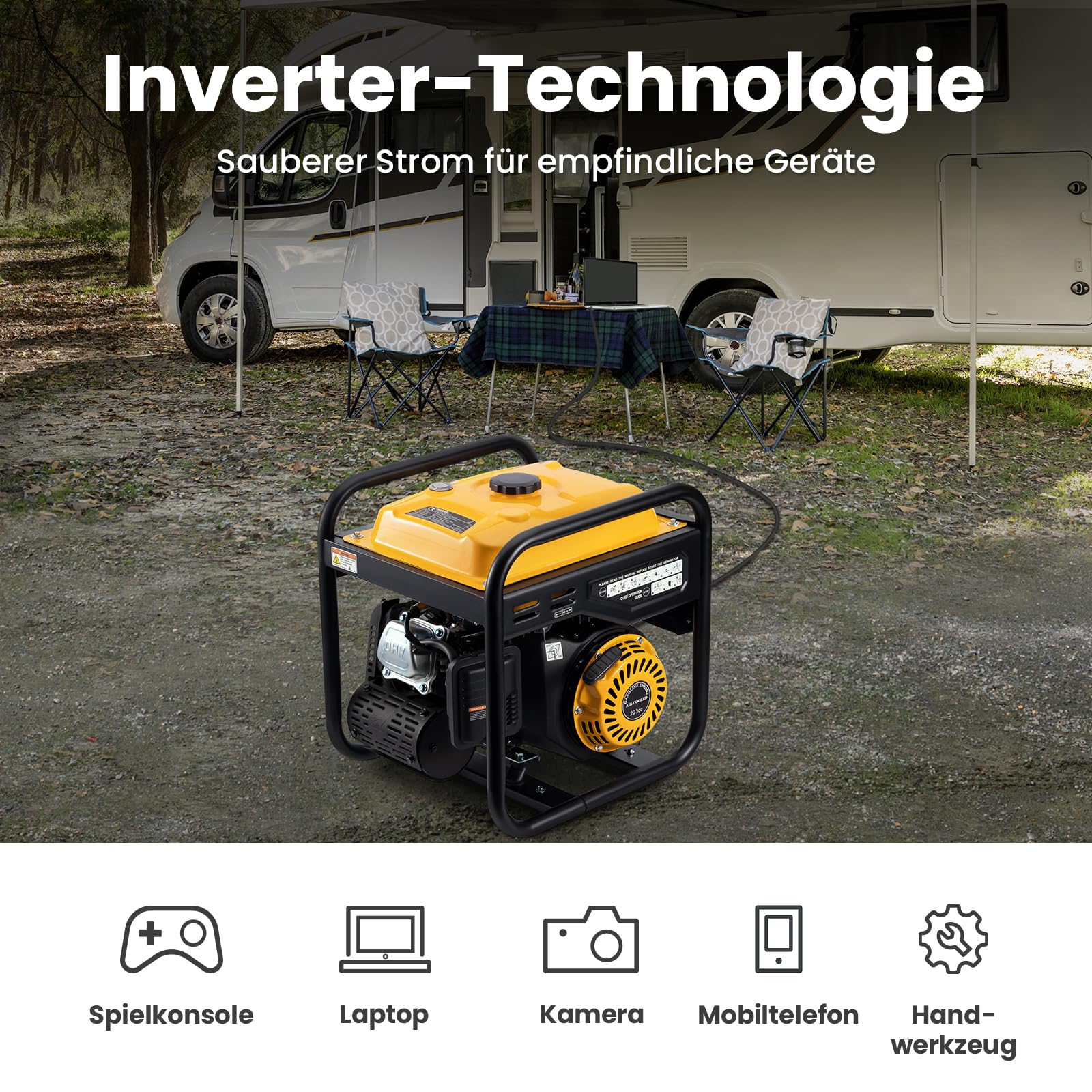 maXpeedingrods Inverter Stromgenerator 3500W Benzin 4 Takt mit zwei 230V Steckdosen Leise und leicht als Notstromaggregat hausversorgung für Garage Werkstatt Baustelle