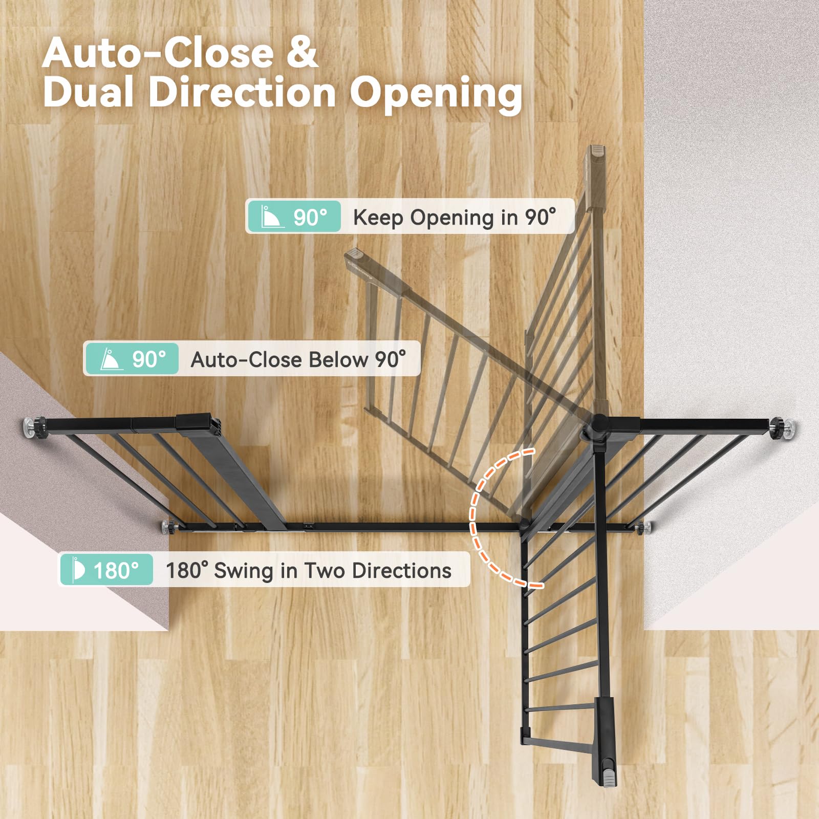 COMOMY Türschutzgitter Extra Hoch, 75-124cm Treppenschutzgitter ohne Bohren, Türgitter mit 3 Verlängerungen für Kinder, Hund und Katze, 92cm Hoch - Schwaz