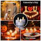 EXTSUD 6 Stück LED Teelichter Kerzen mit Fernbedienung und Timerfunktion, Wiederaufladbare Led Kerzen Flackernde Flamme Elektrische Teelichter für Hochzeiten Partys Tisch Halloween Weihnachtsdeko