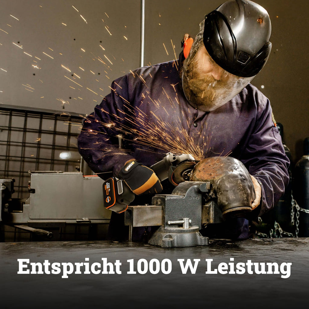 WORX WX814.9 Nitro Brushless Akku-Winkelschleifer 20V – 125mm Scheibendurchmesser – 8600 U/min – leicht & kompakt – 2-Positionen-Zusatzhandgriff – Sicherer Rückschlagschutz – ohne Akku & Ladegerät