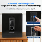SereneLife 39L Tresor Für Zuhause, Safe- Feuerfest & Wasserdicht, Digitaler Wandtesor Möbeltresor mit Code & 2 Schlüsseln, Safe Box mit Doppelt gesichertes Alarmsystem für Wertsachen, Bargeld, Schmuck