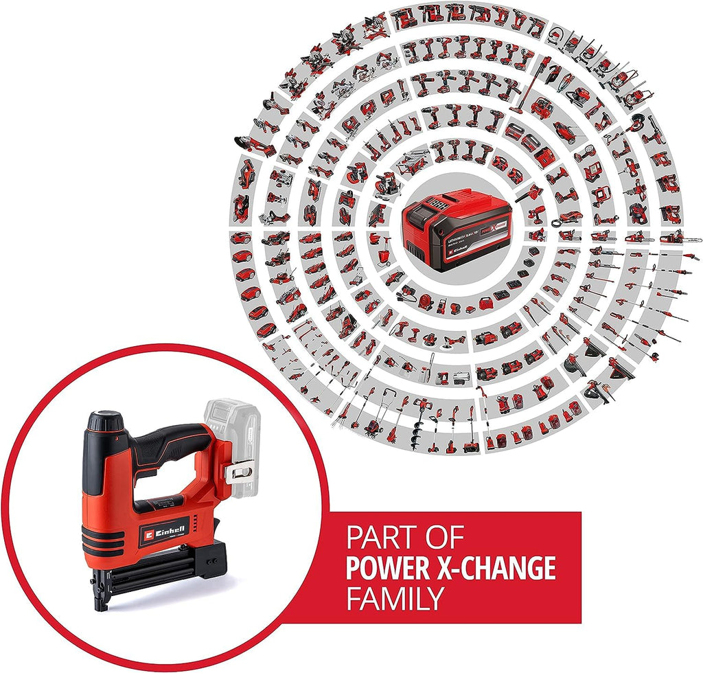 Einhell Akku-Nagler TE-CN 18 Li - Solo Power X-Change (Li-Ion, 18V, Tacker und Nagelpistole, max. 20 Schuss pro Minute, inkl. 300 Nägel, inkl. 300 Klammern, ohne Akku, ohne Ladegerät)