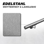 V2Aox Handlauf Treppengeländer aus Edelstahl, Durchmesser: 4,2 cm, Rostfrei & Wetterfest, Inklusive Montagematerial, Halter, Länge: 80 cm