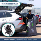 Bramble – XL-Kinderwagentasche fürs Flugzeug – Extra große Kinderwagentasche für Flugreisen – Wasserabweisende Doppel-Kinderwagen-Abdeckung für die Gate-Kontrolle (Grau)