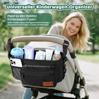 Guiseapue Universal Kinderwagenorganizer: Getränkehalter/Becherhalter für Kinderwagen Buggy Organizer Zubehör, Großer Kapazität Kinderwagentasche, Baby Erstausstattung Neugeborene