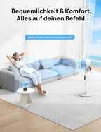 Dreo 25dB leiser Smart Standventilator, 30M Windentfernung 1650m³/h Luftvolume Turbo-Luftzirkulator 110CM Höhe 6 Modi 8-Geschwindigkeit 120°+105° Omni-direktional oszillierend Ventilator, PolyFan 513S