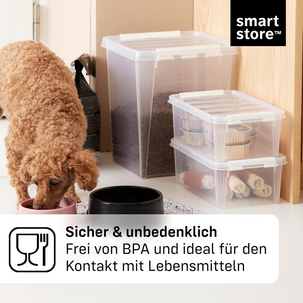 SmartStore Aufbewahrungsboxen 3er-Set 52L I Stapelbare Kunststoffbox mit Deckel I BPA-frei & lebensmittelecht I Organizer für Hauswirtschaftsraum oder Garage I durchsichtig und mit Clipverschluss