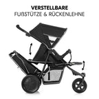 hauck Freerider, Schwarz - 3 Rad Geschwisterbuggy mit Regenschutz für 2 Kinder - Oberer Sitz mit Liegefunktion ab Geburt - Unterer Sitz ab 6 Monaten - Max. 15 Pro Sitz - Höhenverstellbar