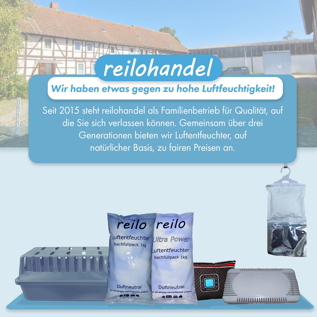reilo 24x 450g Luftentfeuchter Granulat (Calciumchlorid), Raumluftentfeuchter im Vliesbeutel, Nachfüllpacks für Entfeuchterboxen 400 bis 1200 g, Lufttrockner für Wohnräume, Schlafzimmer, Keller