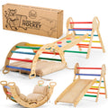 Goodevas 5-in-1 Montessori Klettergerüst Set: Indoor Kletterdreieck, Kletterbogen mit Kissen, und Rutsche für Kinder, Indoor Spielplatz 1-3 Jahre