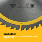 DEWALT 250 x 30 mm Kreissägeblatt (für den Einsatz auf Stationärsägen, nagelfest, 48 Zähne, Wechselzahngeometrie, 10° Zahnwinkel, 3 mm Schnittbreite), DT1957-QZ