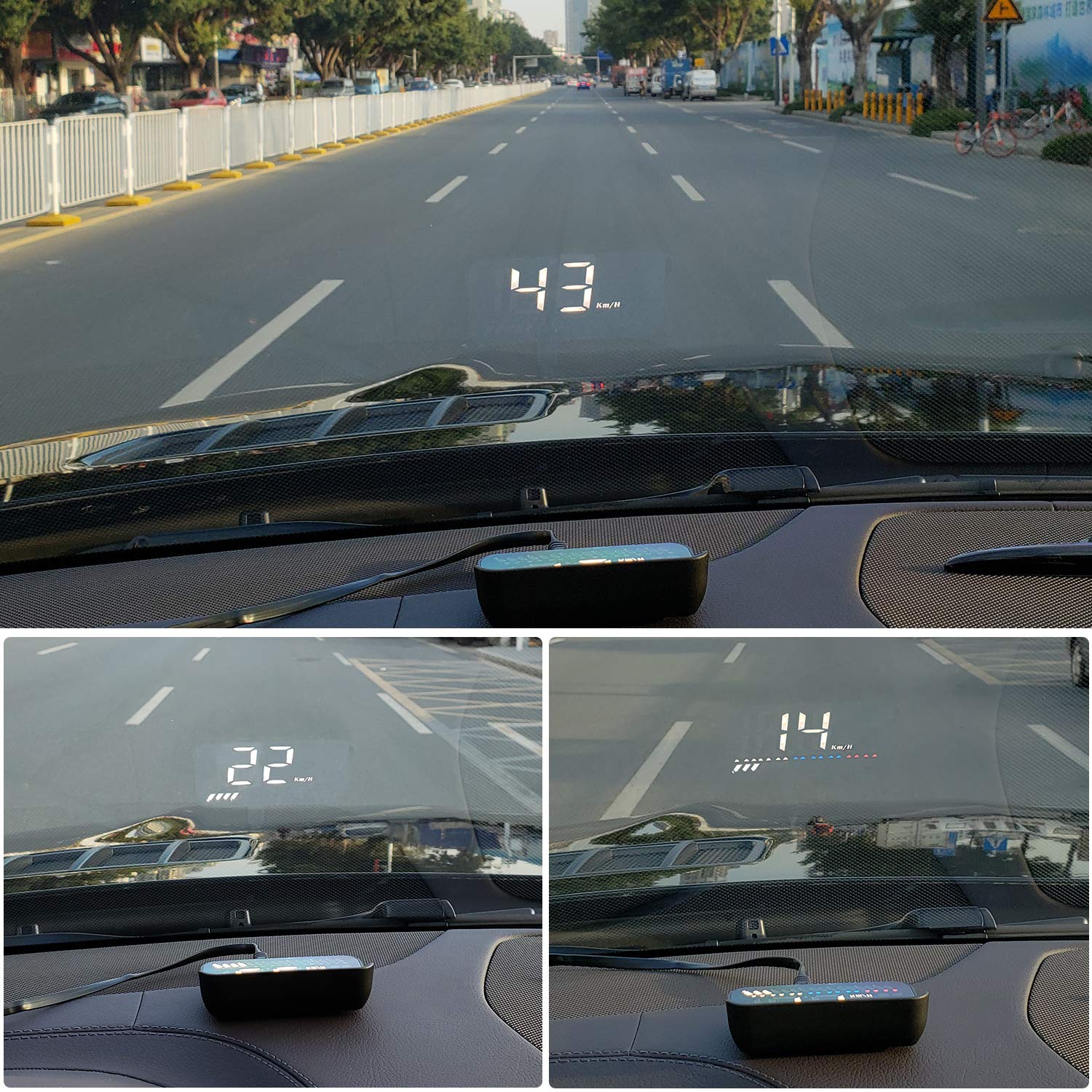 Head Up Display Auto HUD Anzeige OBD2 & HUD GPS Anzeige, iKiKin 3,5 Zoll Kopf-Display, Tachometer, Auto Tachometer, Motorgeschwindigkeit Sicherheitsalarm