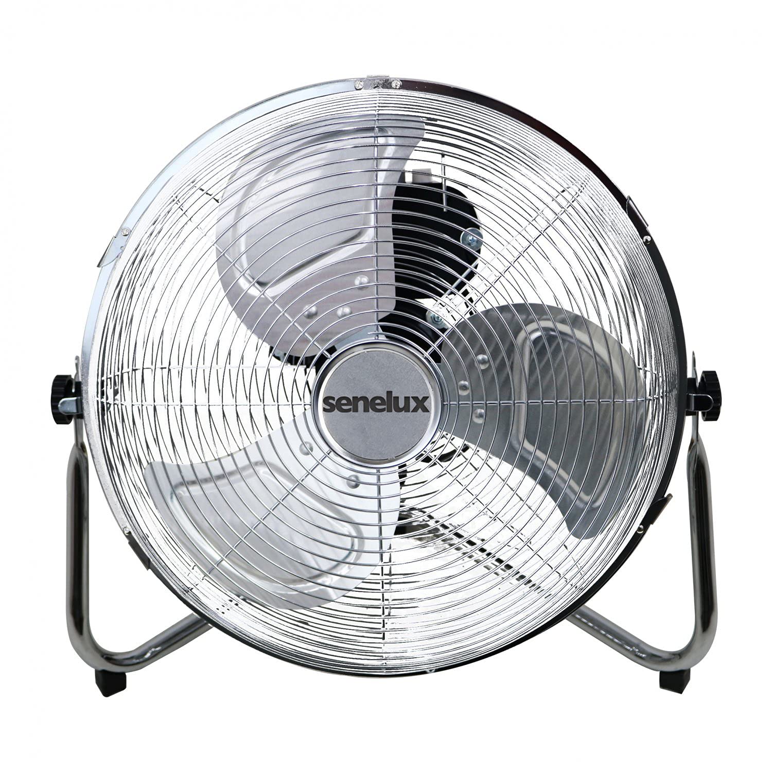 Senelux Bodenventilator - Chrome Gym Fan 30,5 cm Elektrischer tragbarer Lüfter für Zuhause/Fitnessstudio/Büro - 3 Geschwindigkeitsstufen mit Neigungsfunktion