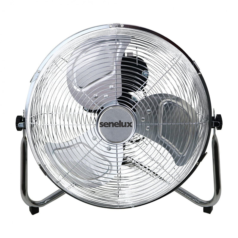 Senelux Bodenventilator - Chrome Gym Fan 30,5 cm Elektrischer tragbarer Lüfter für Zuhause/Fitnessstudio/Büro - 3 Geschwindigkeitsstufen mit Neigungsfunktion