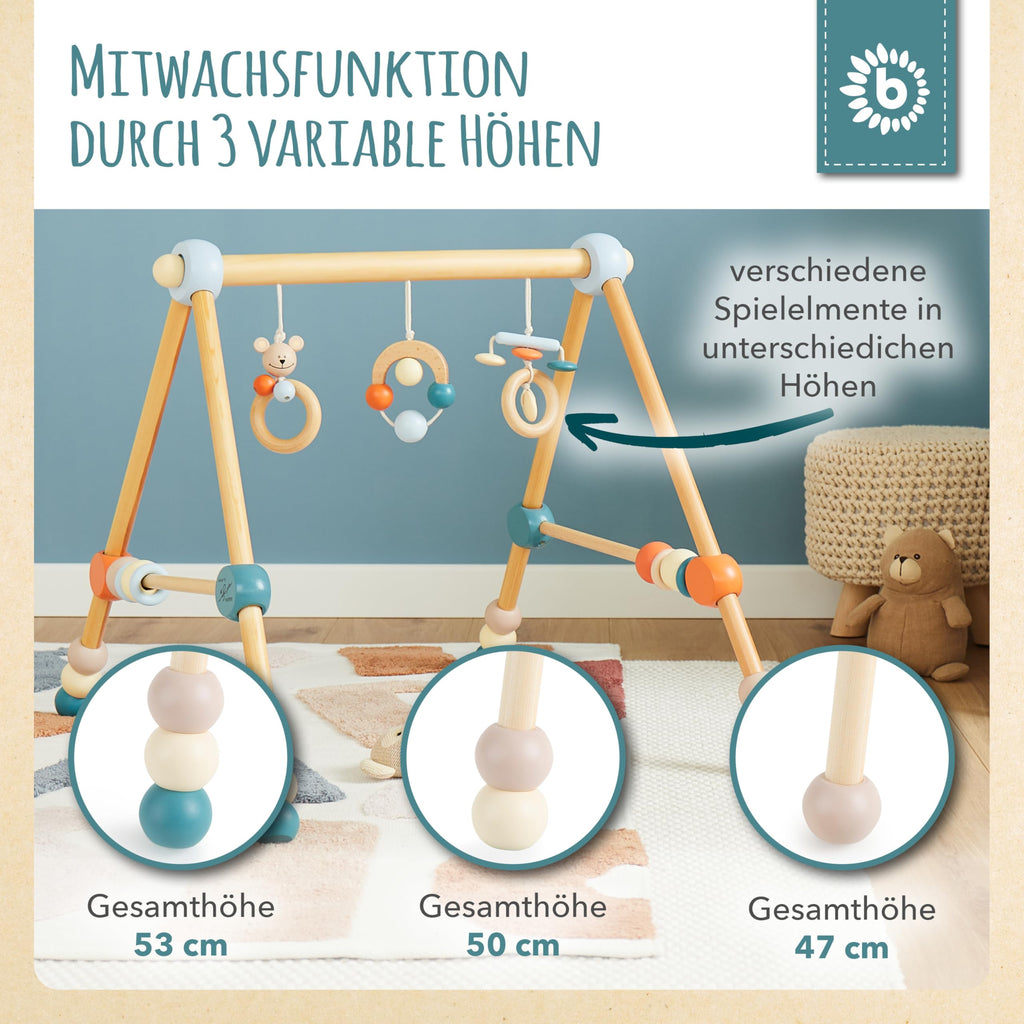 Bieco Spieltrapez höhenverstellbar | Baby Holz | Spielebogen | Activity Center Gym | Holzspielzeug