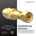 Drehmeister Euronozzle LPG Adapter – Gasflaschen Adapter W21,8x1/14 LH – 95mm – Autogas Tankadapter für Spanien & Portugal – Messing, hochwertig verarbeitet