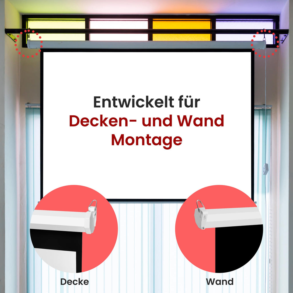 Pyle Beamer Rollo-Leinwand, 72 Zoll, 144x107 cm 4:3, Full-HD & 4K-kompatibel, Ausziehbar, Projektor- Leinwand für Wand/Decke, ideal für Heimkino & Präsentationen