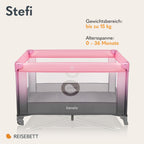 Lionelo Stefi Baby Kinderbett, Reisebett ab Geburt bis 15 kg, Seiteneingang, Sicherungssystem LockGuard, Blockade der Räder, Tragetasche, zusammenklappbar