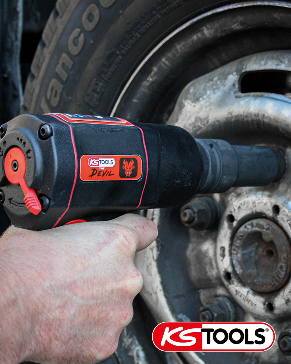 KS Tools Schlagschrauber Druckluft THE DEVIL 3/4" 515.3400 2000Nm I Druckluft Schlagschrauber in 3-Stufen einstellbar 1290, 1010, 660 Nm I Hochleistungs-Doppel-Hammer-Schlagwerk
