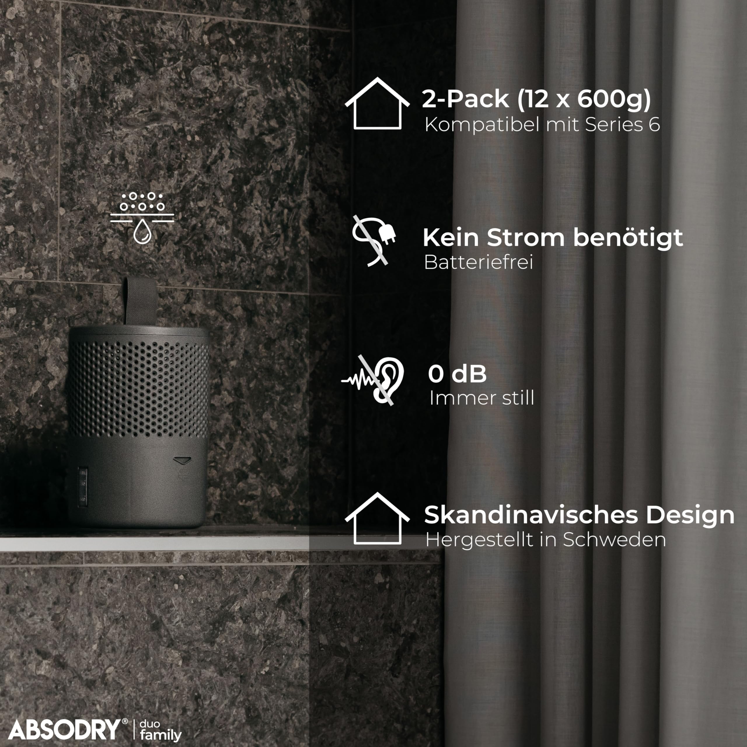 ABSODRY - Luftentfeuchter Nachfüllpack 12x600g - AbsoDry kompatibel - Verhindert Geruch & bindet Feuchtigkeit - Trockenmittelbeutel mit Granulat für Raumentfeuchter - Entfeuchter Nachfüllpack