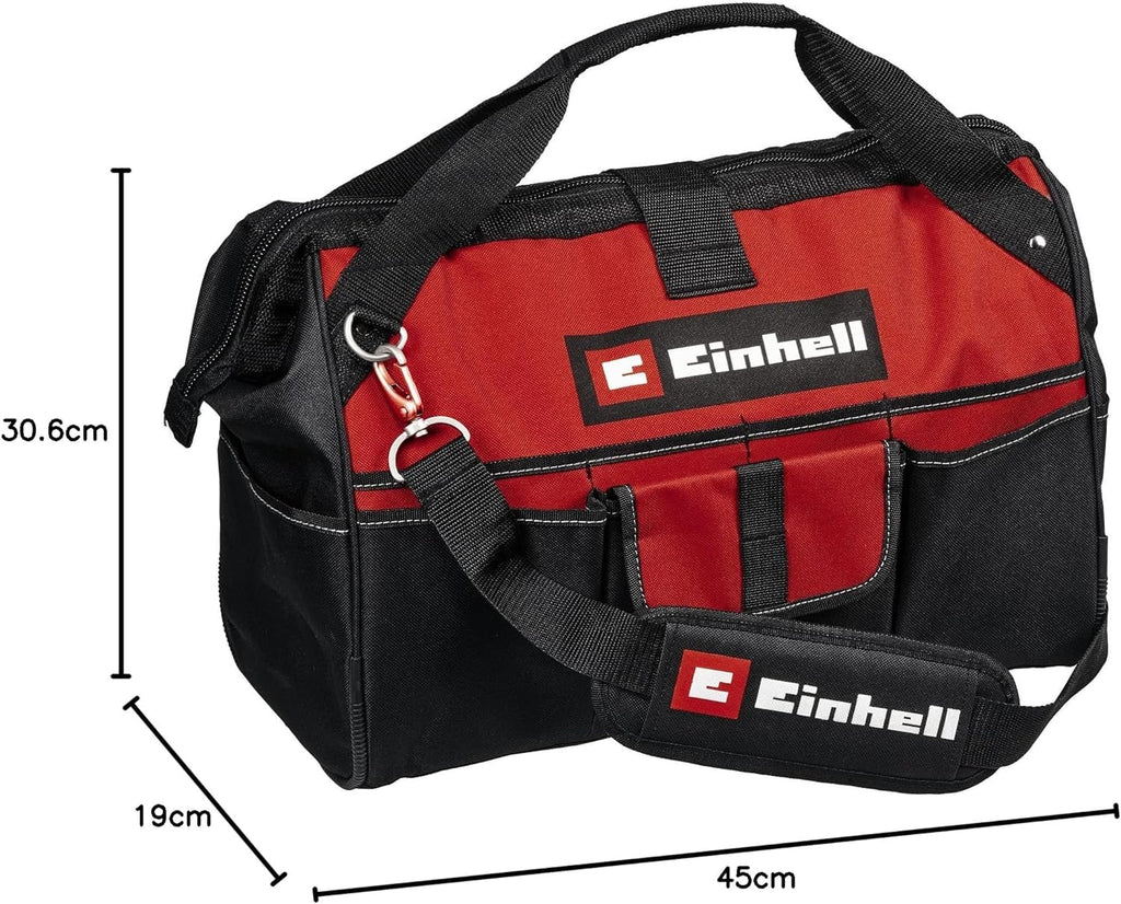 Original Einhell Tasche Bag 45/29 (für Werkzeuge & Zubehör, langlebig mit verstärktem Boden, Tragegurt, Tragegriff, verschiedene Taschen und Fächer)