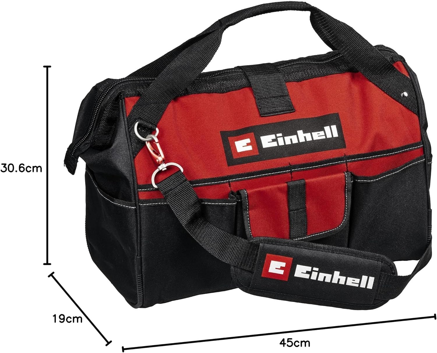 Original Einhell Tasche Bag 45/29 (für Werkzeuge & Zubehör, langlebig mit verstärktem Boden, Tragegurt, Tragegriff, verschiedene Taschen und Fächer)