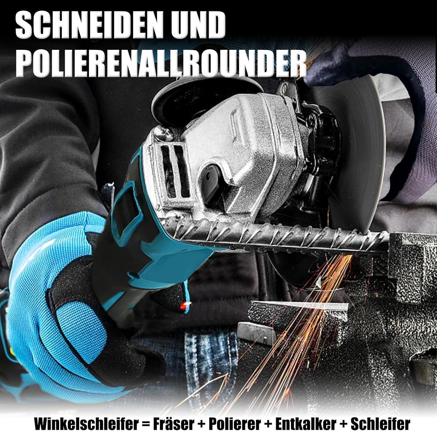 Akku Winkelschleifer 125 mm Kabellos,Kompatibel mit Makita 18V Akku, 7000 RPM Bürstenloser Motor Kabelloser Winkelschleifer zum Schneiden, Schleifen, Polieren, usw. (Akku nicht enthalten)