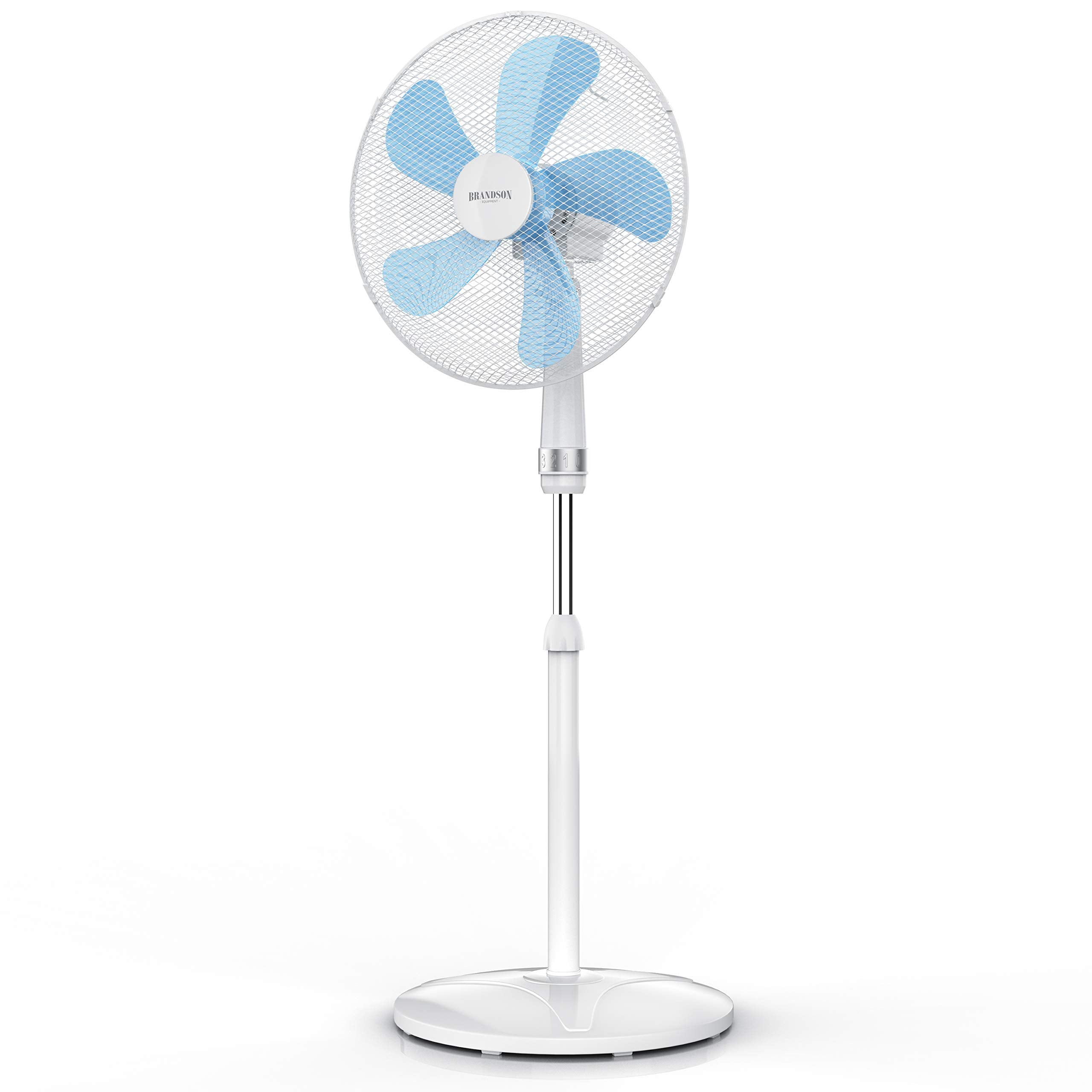 Brandson - Standventilator 50 W - Standlüfter 40 cm - Ventilator höhenverstellbar – Neigungswinkel 30° verstellbar - hoher Luftdurchsatz - 3 Geschwindigkeitsstufen – Oszillation 80° - weiß