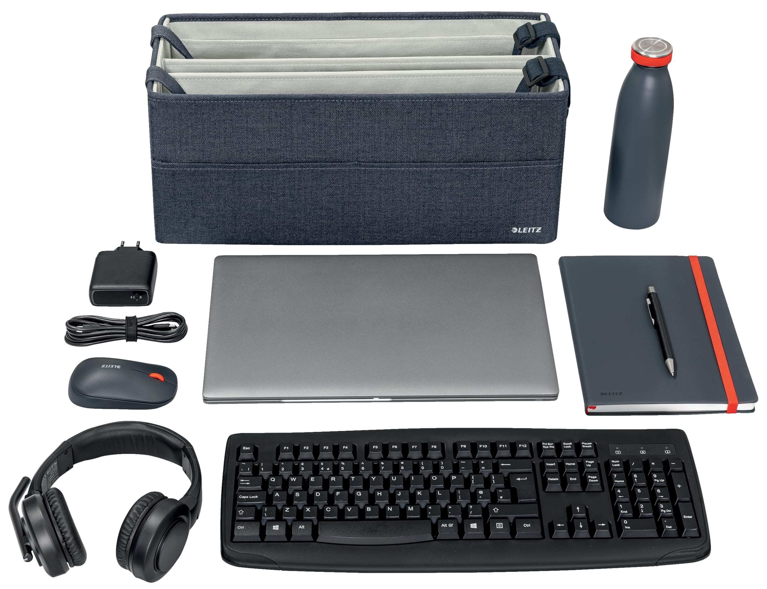 Leitz Desk Sharing Arbeitstasche aus Stoff für hybrides und mobiles Arbeiten, Faltbare Laptop-Tasche & Aufbewahrungstasche für Büro & Laptop-Zubehör, Hot Desking Bag mit Tragegriffen, Grau, 64440089