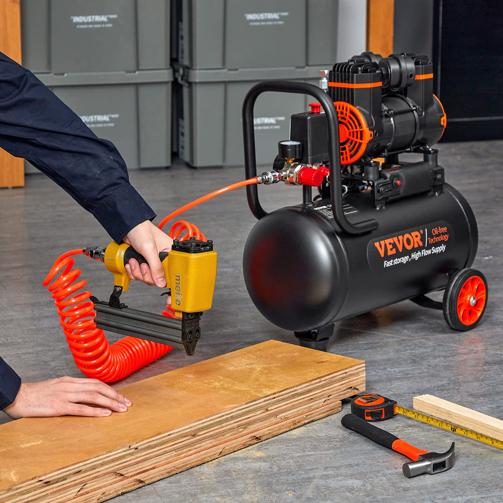 VEVOR Kompressor 18L Silent Druckluftkompressor 2800U/min, 900W (1,2PS) 3,5 MPa, Ölfreier 70dB Flüsterkompressor mit Rädern Druckbehälter 6-8Bar Autoreparaturen Sprühlackierung Holzarbeiten