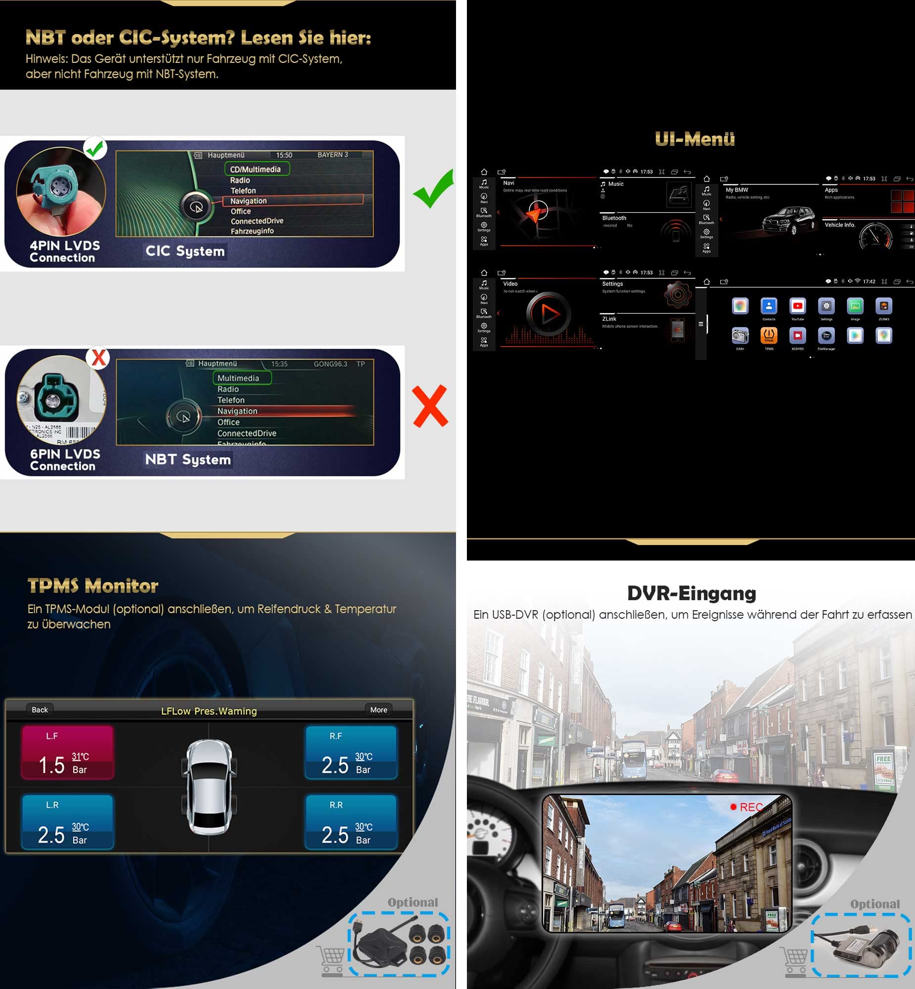10.25" Android 14 8-Kern 4GB RAM+64GB ROM Autoradio GPS Navi für BMW X1 E84 (2009-2015) CIC Unterstützt Kabellos CarPlay IPS Touch Screen iDrive OEM Radio Bluetooth DAB+ Android Auto WiFi TPMS Can-Bus