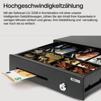 Safescan LD-3336 Light-Duty Kassenschublade mit 3 Fächern für Banknoten und 8 für Münzen - Kassenlade mit RJ-12 Anschluss (z.B. Registrierkasse) - Kompakte Kassenschublade von 33 x 36 x 10 cm