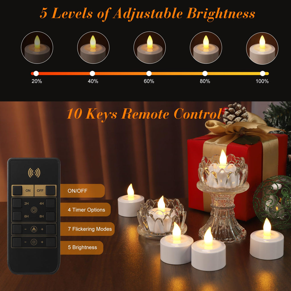 EXTSUD 6 Stück LED Teelichter Aufladbar mit Timer Fernbedienung und Ladestation Elektrische Teelichter LED Kerzen Wiederaufladbar Flackernd Flammenlose Candles für Weihnachten Hochzeiten Haus Deko