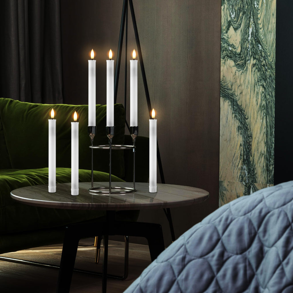 EXTSUD 6er LED Stabkerzen Wiederaufladbare LED Stabkerzen mit Timer und Fernbedienung Weicher Silikon Wachskern, Einzigartiges Tranen-Design LED Kerzen fur Zimmer Hochzeit Esstisch und Gartenparty