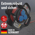 Brennenstuhl Gummi-Kabelhaspel X-Gum IP44 / Kabeltrommel für die Baustelle aus Gummi (10m, ständiger Einsatz im Außenbereich, Spezial-Gummimischung, Made in Germany)