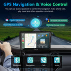 Carpuride Carplay Screen, Tragbares Kabelloses Carplay und Android-Auto, 7 Zoll 1080P HD-Touchscreen-Radio mit BT 5.0, Spiegel-Link-Unterstützung, LKW, Wohnmobil, Armaturenbrett-Halterung