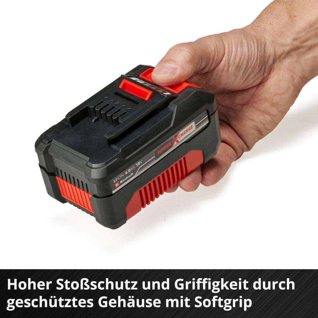 Einhell 4512112 Original Starter Kit 2X 4,0 Ah Akkus und Twincharger Power X-Change (Li-Ion, 18 V, 75 min Ladezeit, passend für alle Geräte), 2.21 x 1.85 x 0.77 cm