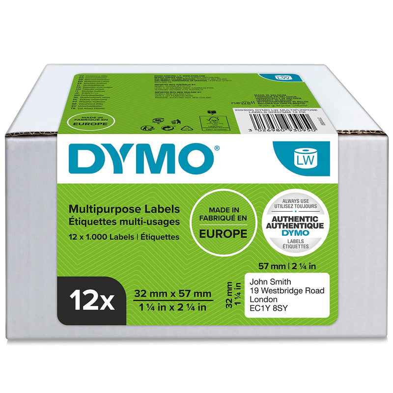 DYMO Original LabelWriter Mehrzwecketiketten | 57 mm x 32 mm | Rolle mit 1.000 leicht ablösbaren Etiketten | selbstklebend | für LabelWriter Etikettendrucker und Beschriftungsgerät