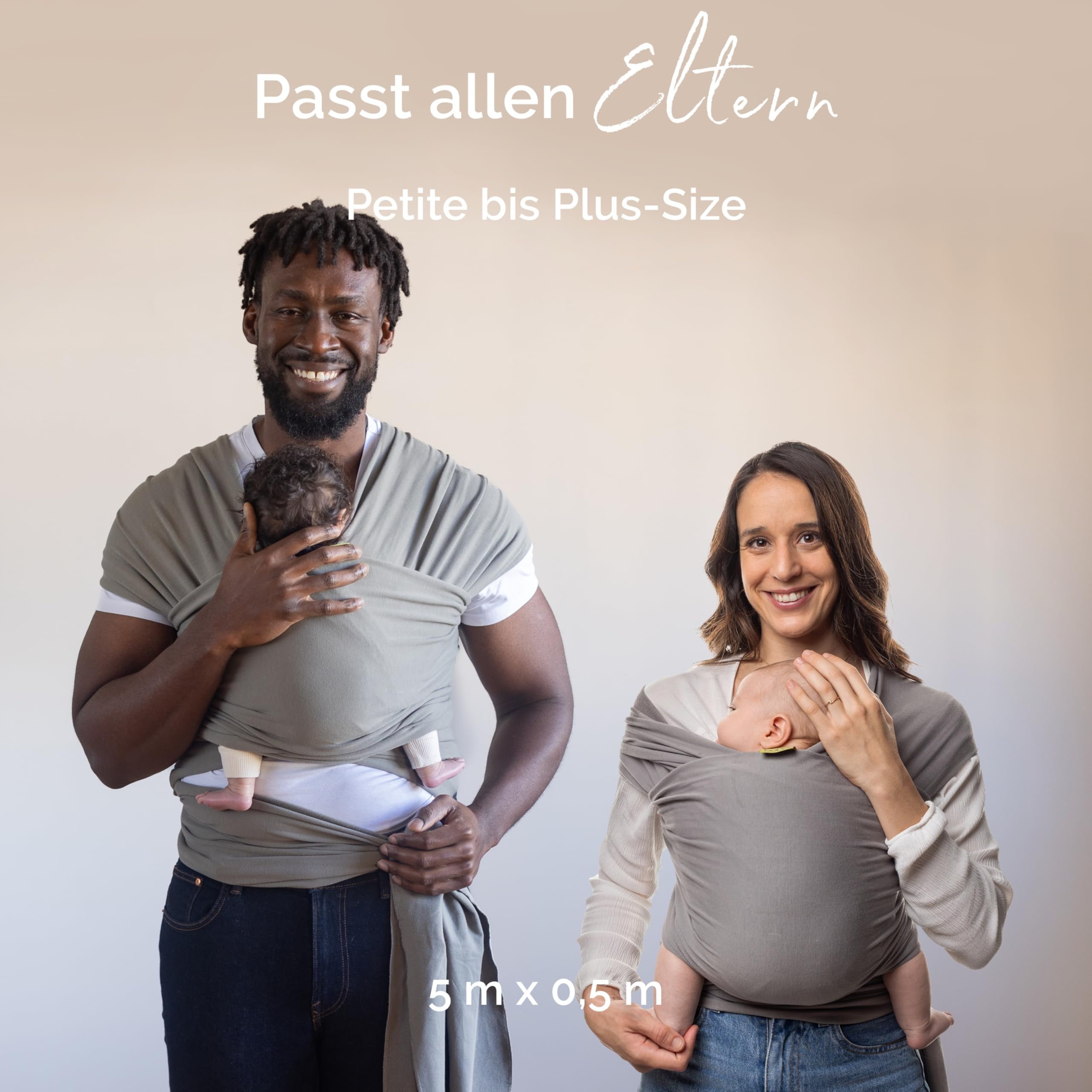 Boba Babytragetuch ab Geburt bis 15 kg - Kuschelweiches & Stützendes Baumwollfrottee, Tragetuch Baby Neugeboren bis Kleinkind, Einfach zu Binden (Grau)