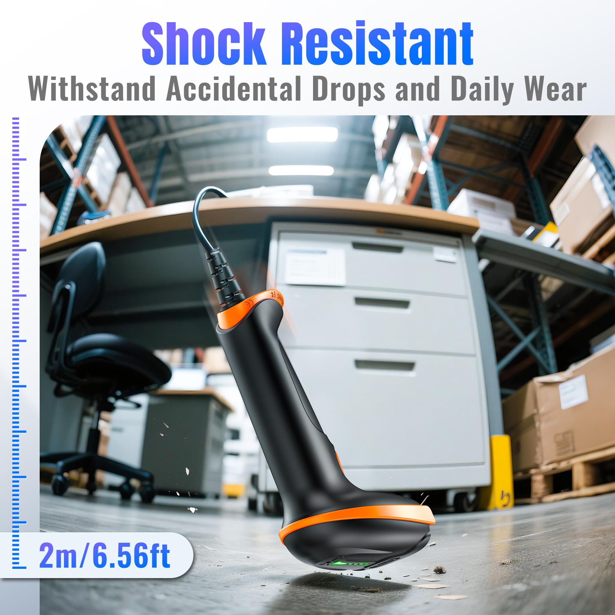 Tera Barcode Scanner 1D 2D QR Wired Handscanner Kabelgebundenes CMOS-Barcode-Lesegerät mit Stoßfest Wasserdicht IP65 Ergonomischer Griff 300,000-Pixel-Kamera und USB-Kabel, Plug&Play, D5100Y