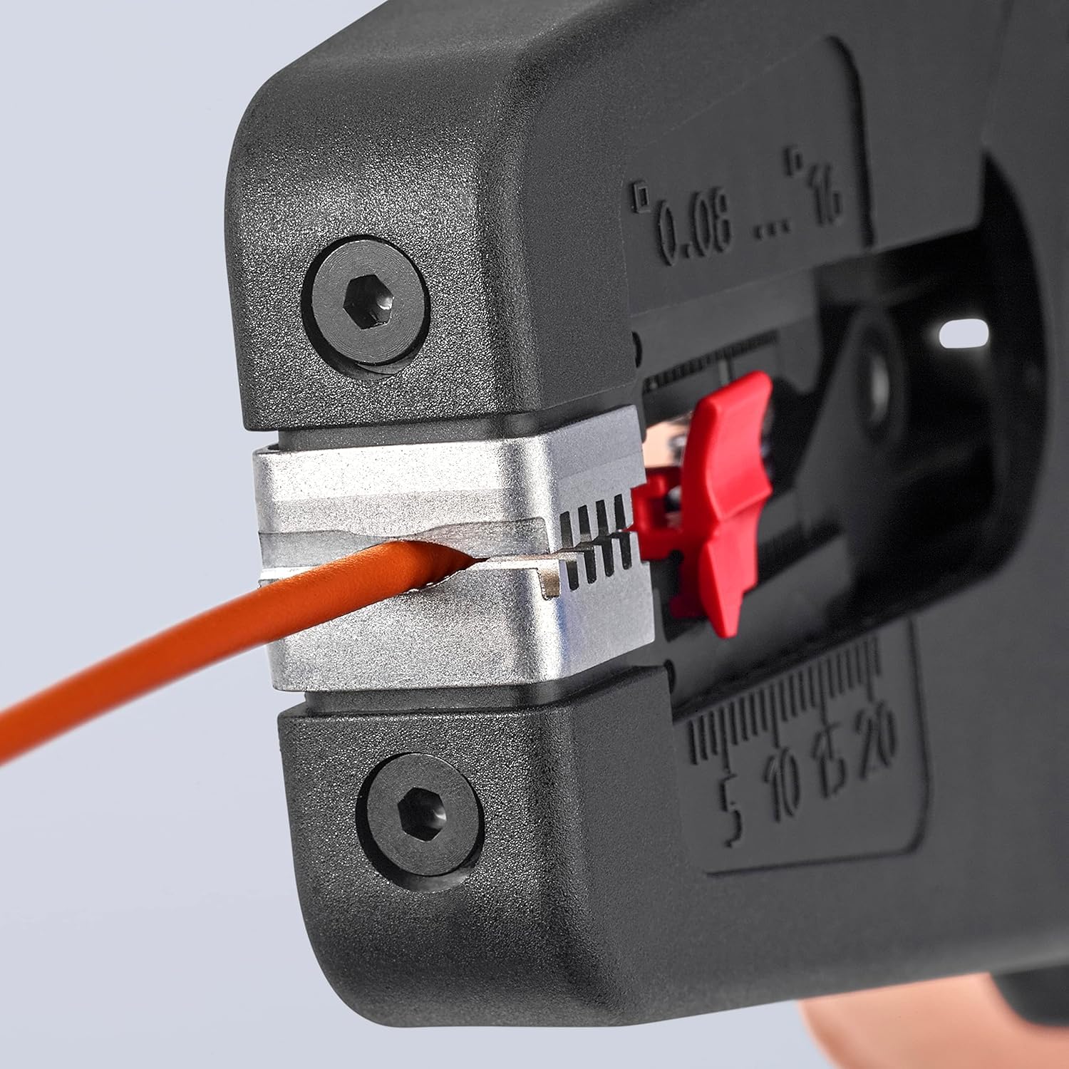 KNIPEX PreciStrip16 Automatische Abisolierzange, in Blister, 0,08-16 mm², Feinjustierung, einstellbarer Längenanschlag, 12 52 195 SB