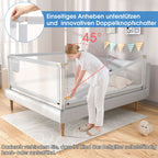 YIKANWEN Bettgitter, 200cm Bettschutzgitter für Kinder ab 0-10 Jahren, einziehbare Kinderbettgitter Babybettgitter,passend für Kinderbetten, Elternbetten und Alle Massivholzbetten（Nur 1 Stück）