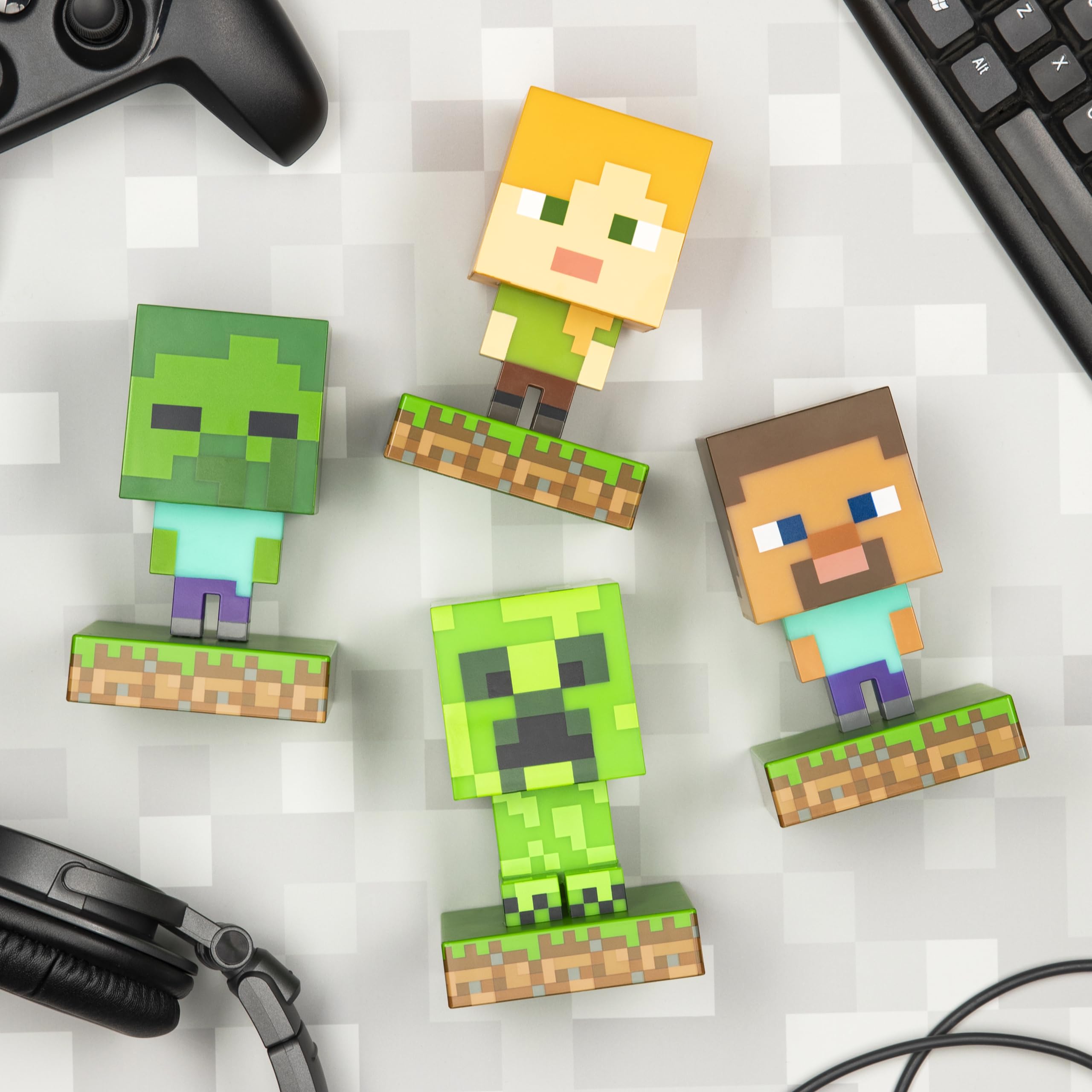 Minecraft Creeper Licht, 3D Lampe - Offiziell lizenziert, Nachtlicht - 12 cm hoch, Batteriebetrieben, Gaming-Raum & Schlafzimmerdeko, Grün