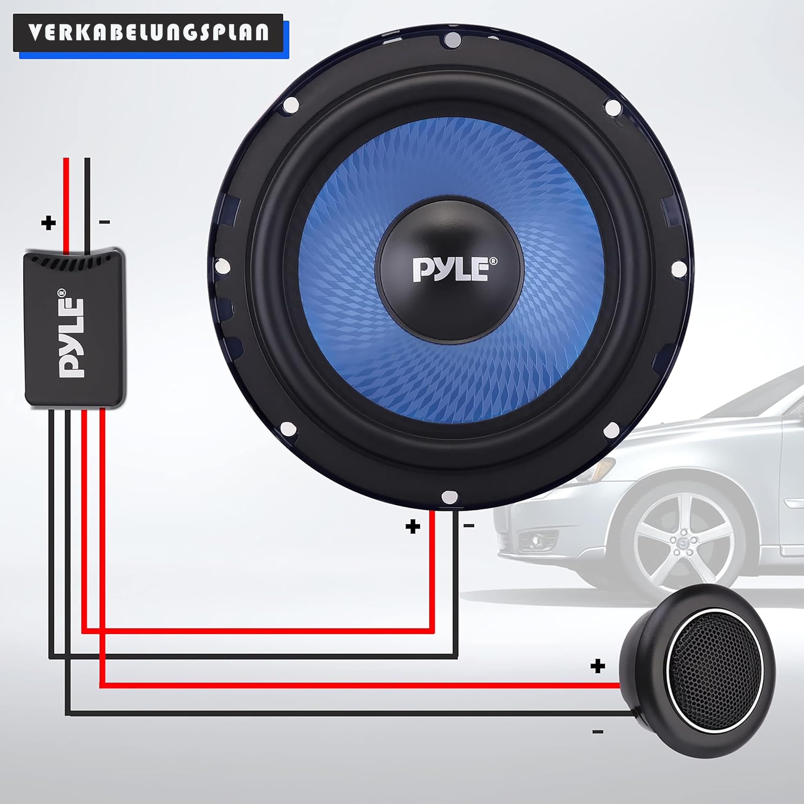 Pyle Auto Lautsprecher Set 15,2 cm x 20,3 cm, 3-Wege Lautsprecher Boxen, 360W, 91 dB, Einbaulautsprecher mit ASV-Spule, Autolautsprecher mit Piezo Hochtöner ¾" , Komplettset mit Installationszubehör