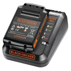 BLACK+DECKER 18V Multivolt-Schnell-Ladegerät (einsetzbar für alle BLACK+DECKER 14,4 Volt und 18 Volt Li-Ionen-Akkus, 1 Ampere Ladestrom, mit Ladezustandsanzeige) BDC1A-QW