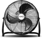 OZAVO Standventilator, Windmaschine ⌀50 cm mit 3 Laufgeschwindigkeiten, Bodenventilator Power, Tischventilator Metall, Luftkühler, verstellbare Neigungswinkel, 100W, Schwarz